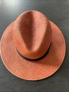 rag & bone Terracotta Straw Fedora with Black Band
